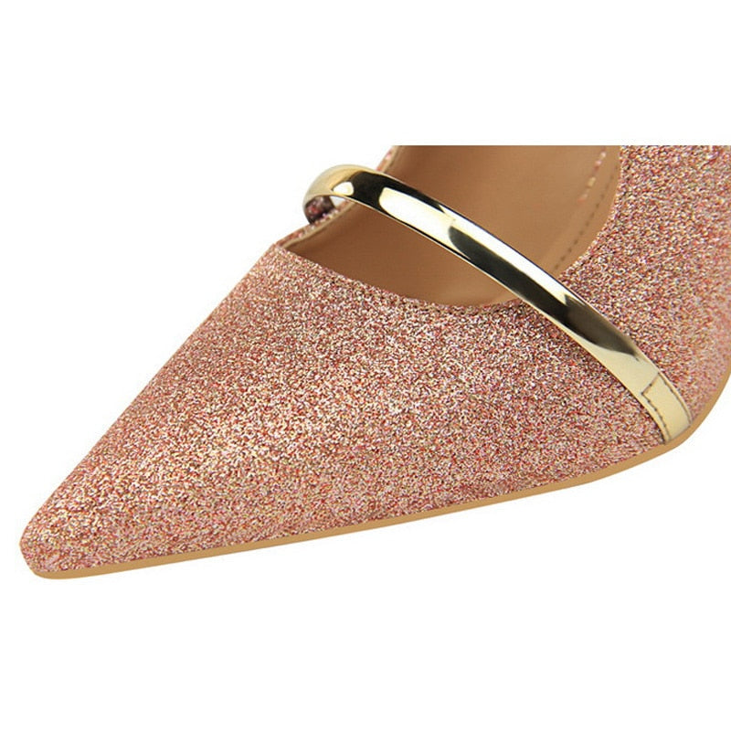 Shoes Sexy Women Heels Sequin Cloth Woman Pumps
