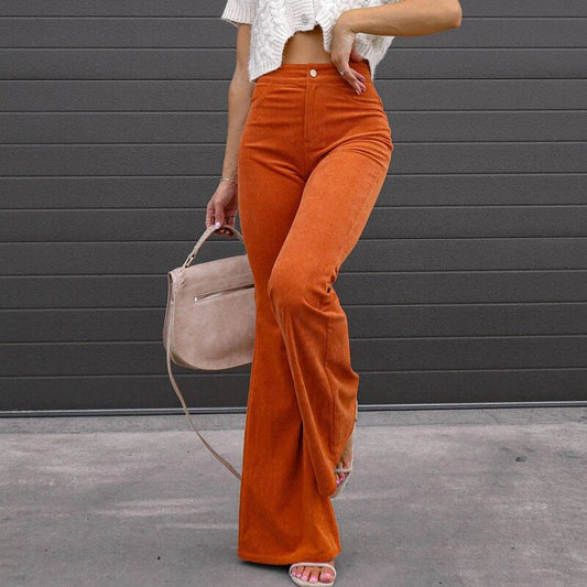 Elegant Buttoned Slim Fit Straight Trousers