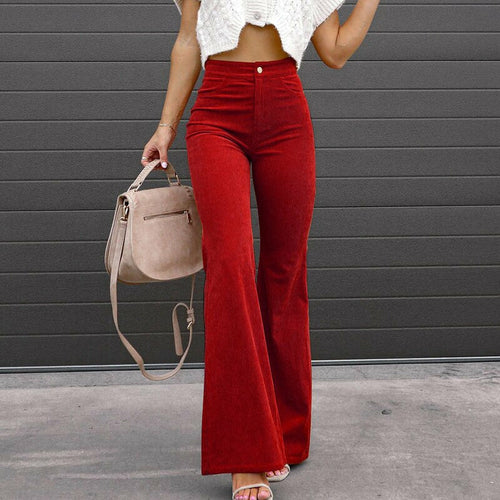 Elegant Buttoned Slim Fit Straight Trousers