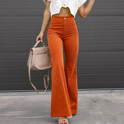 Elegant Buttoned Slim Fit Straight Trousers