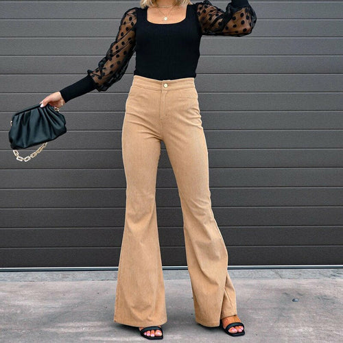 Elegant Buttoned Slim Fit Straight Trousers