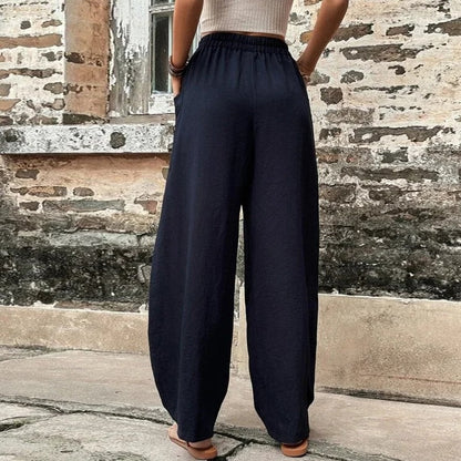 Loose Sweatpants Trousers Mid Waist Solid Pockets Pants