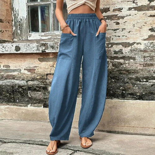 Loose Sweatpants Trousers Mid Waist Solid Pockets Pants