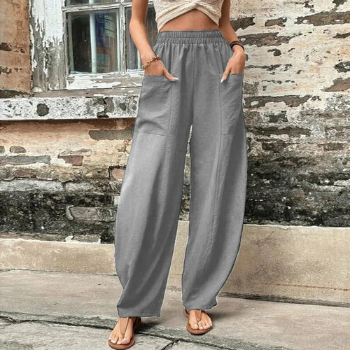 Loose Sweatpants Trousers Mid Waist Solid Pockets Pants