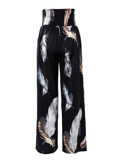 Print Casual High Waist Wide Leg Pants