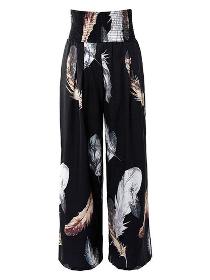 Print Casual High Waist Wide Leg Pants