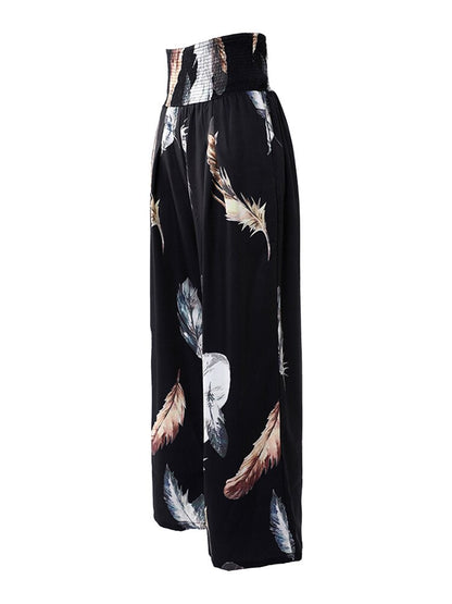 Print Casual High Waist Wide Leg Pants