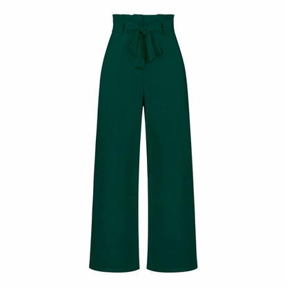 Women's Casual Wide-Leg Trousers with Belt