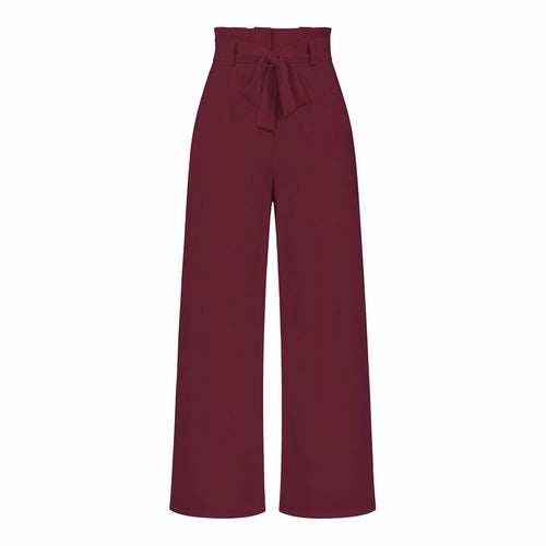 Women's Casual Wide-Leg Trousers with Belt