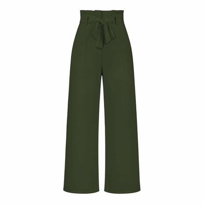 Women's Casual Wide-Leg Trousers with Belt