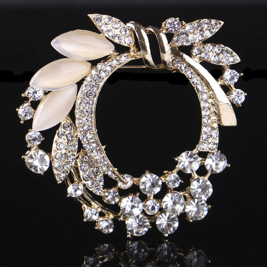 Imitation Gemstone Crystal Flowers Brooches Pins Vintage Large Wedding Brooches Bouquet For Women Dress Accessories