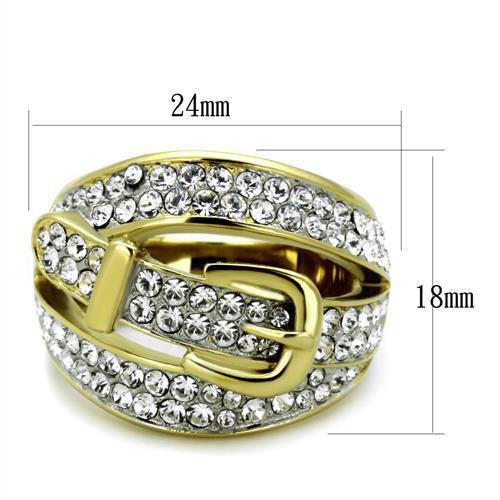 TK1906 - Two-Tone IP Gold (Ion Plating) Stainless Steel Ring with Top