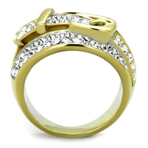 TK1906 - Two-Tone IP Gold (Ion Plating) Stainless Steel Ring with Top