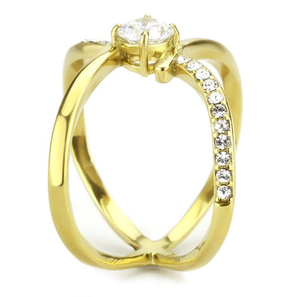 TK3709 - IP Gold(Ion Plating) Stainless Steel Ring with AAA Grade CZ