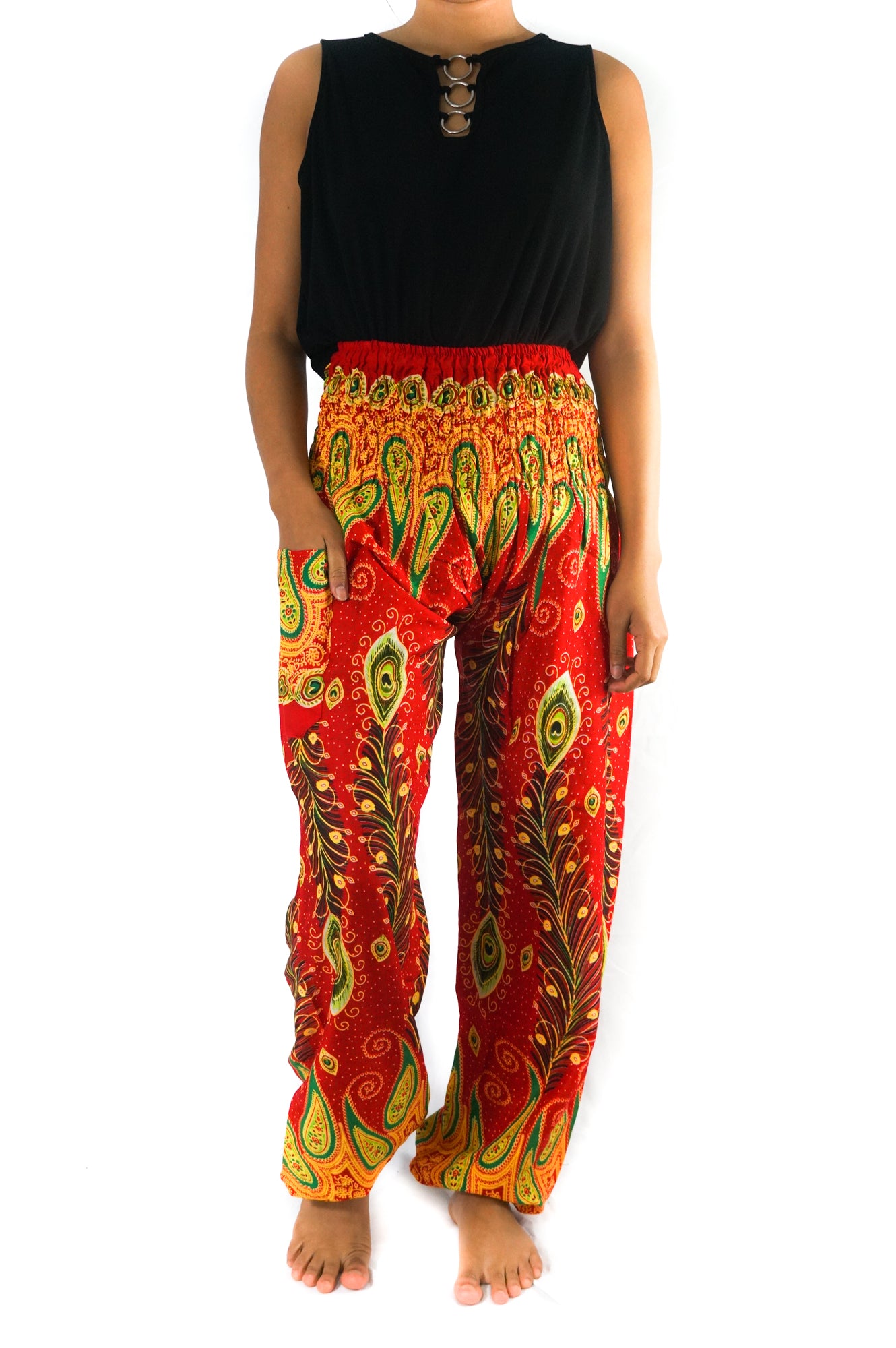 New Orange Peacock Boho Hippie Gypsy Pants