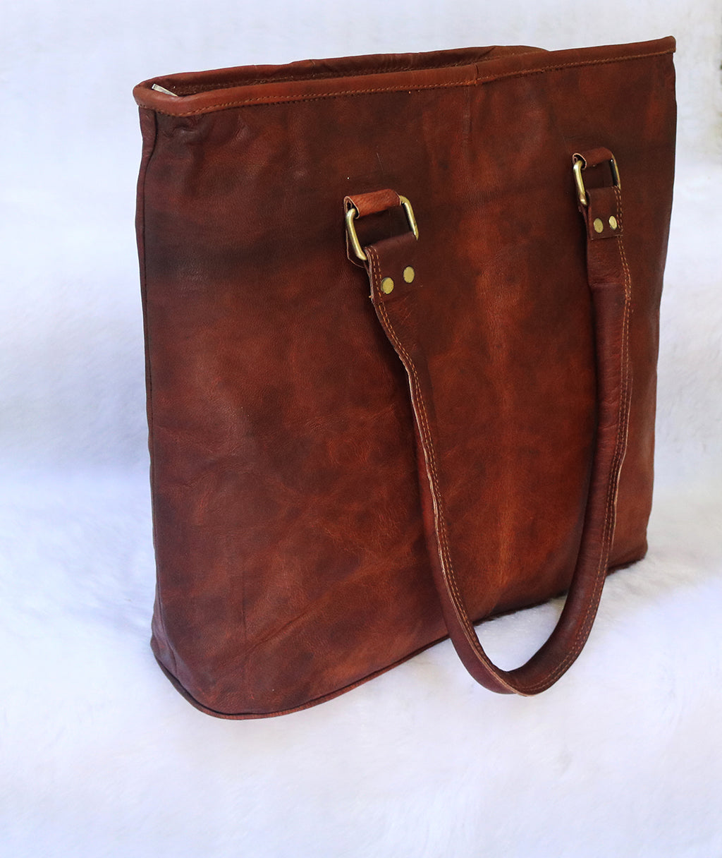 Brown Leather Tote Handbag.