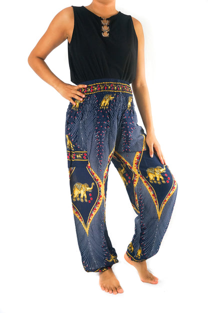 Blue ELEPHANT Pants Women Boho Pants Hippie Pants Yoga