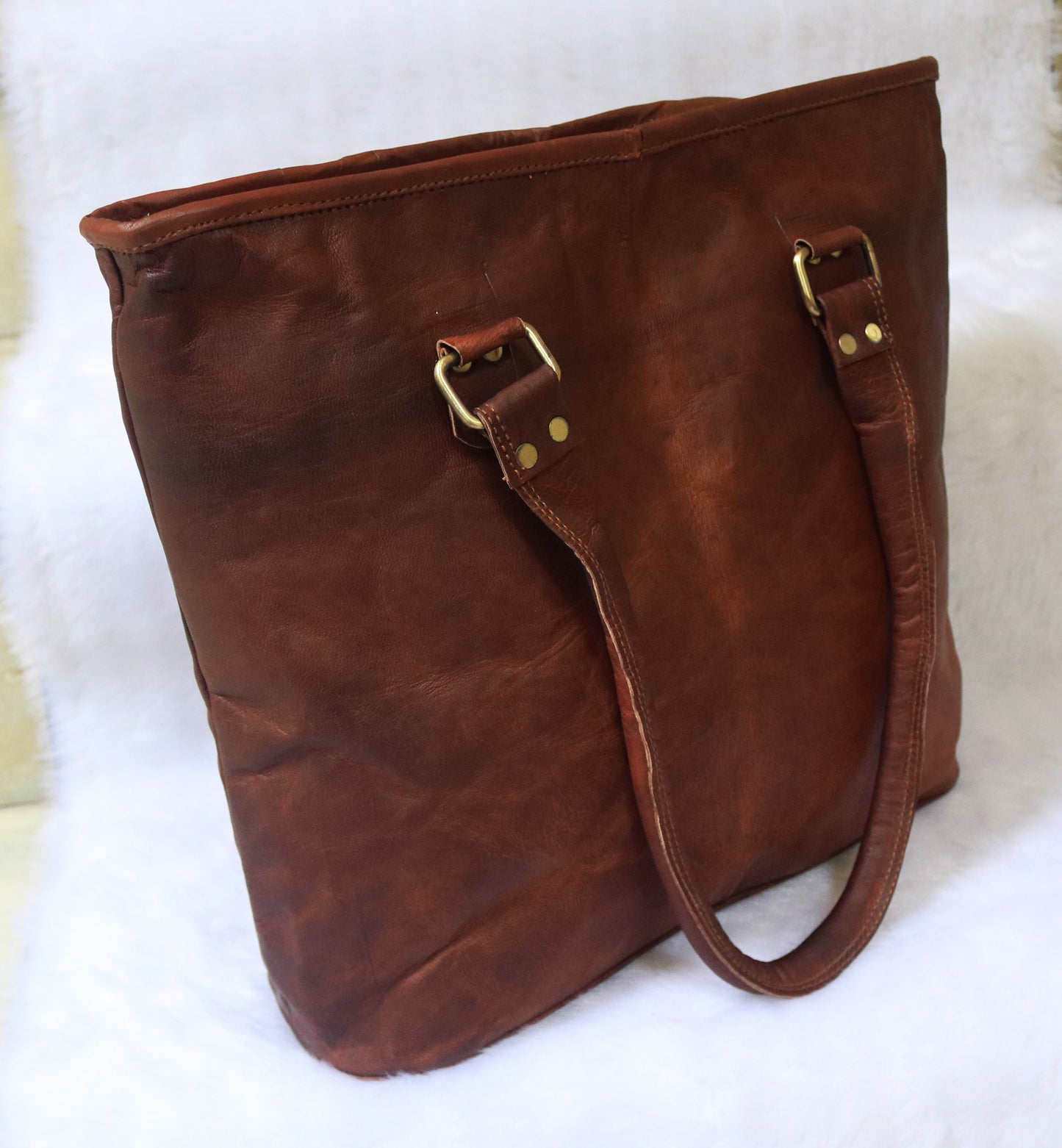 Brown Leather Tote Handbag.