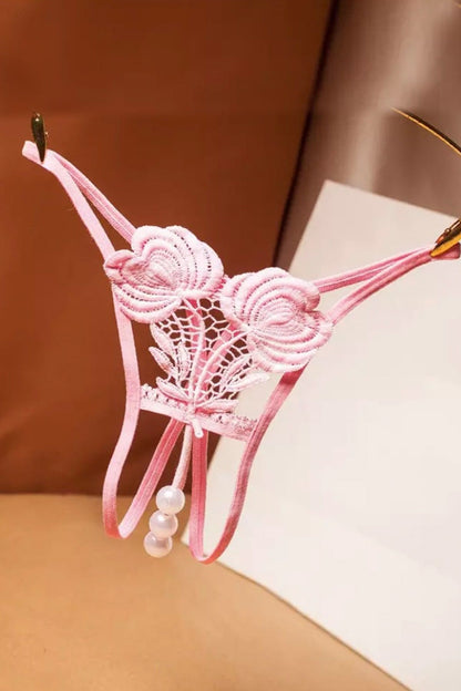 Crotch Thong Pearl Lace String