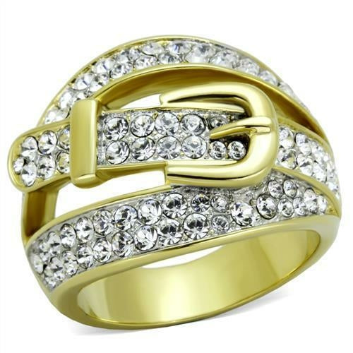 TK1906 - Two-Tone IP Gold (Ion Plating) Stainless Steel Ring with Top